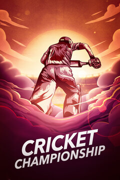 vector illustration of cricket player playing with bat. Batsman Playing In Action Abstract background 3d illustration