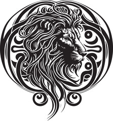 Lion ethnic graphic style with celtic ornaments. Vector illustration