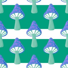 Cartoon autumn seamless mushrooms pattern for Halloween wrapping and kids accessories and clothes print
