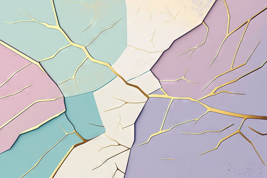 Impression de fond Kintsugi, aux couleurs pastel. Id&eacute;al pour les affiches, les papiers peints.