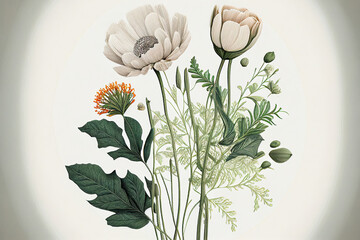 Ranunculus Flowers, Illustration, Generative AI