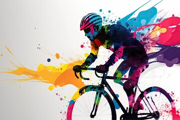 Colorful cycling background, cycling poster with colorful background, ai