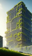 Fototapeta premium An overgrown green metropolis. People have left the city. Postapocalypse