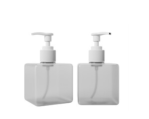 Soap Dispenser  Square Bottle packaging isolated on transparent background, prepared for mockup, 3D render.