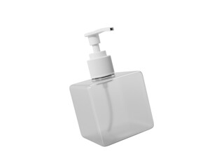 Obraz premium Soap Dispenser Square Bottle packaging isolated on transparent background, prepared for mockup, 3D render.