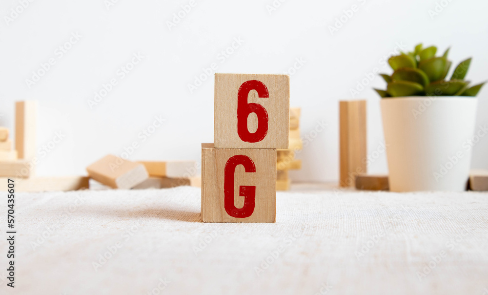 Poster the 3d rendering 6g text gold surface glow in dark image for mobile technology content