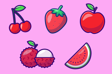 Red Fruit Vector Illustration Collection