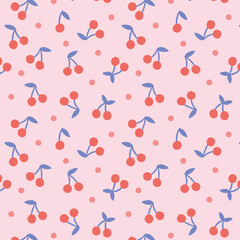 seamless Hand drawn  cherry pattern. two color way great for baby textile or clothes. 
