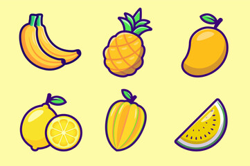 Yellow Fruit Vector Illustration Collection