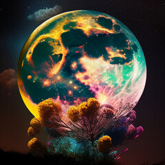 Fototapeta na wymiar Full Moon Fantasy Nightscape