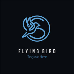Initial S Letter and Flying Blue Bird Restaurant, Cafe, Digital, Technology Business Logo Idea Template