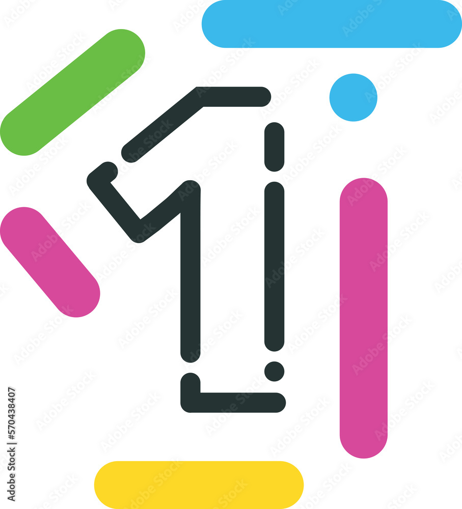 Poster modern style business icon isolated symbol number one - png image with transparent background