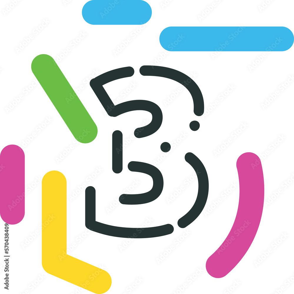 Poster modern style business icon isolated symbol number three - png image with transparent background