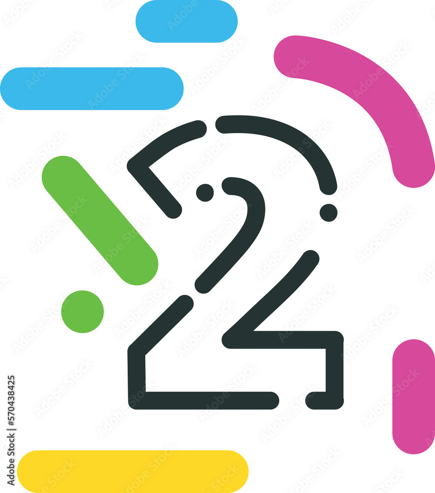 Poster modern style business icon isolated symbol number two - png image with transparent background