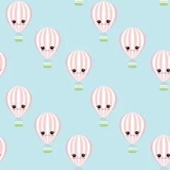 Crédence de cuisine en verre imprimé Montgolfière Cute adorable air balloons characters- seamless pattern