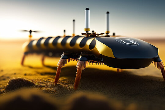 insectos robot, androides y futuristas. im&aacute;genes en primer plano y macro de hormigas, avispas, abejas modificadas, concepto de mundo futurista.