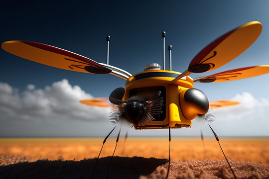 insectos robot, androides y futuristas. im&aacute;genes en primer plano y macro de hormigas, avispas, abejas modificadas, concepto de mundo futurista.