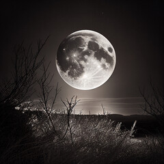 Fototapeta na wymiar Full Moon in the Desert