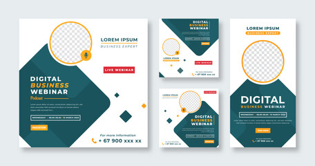 Business Podcast Social Media Post for Online Marketing Promotion Banner, Story and Web Internet Ads Flyer