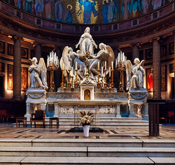 View of the altar of the Madeleine church in Paris