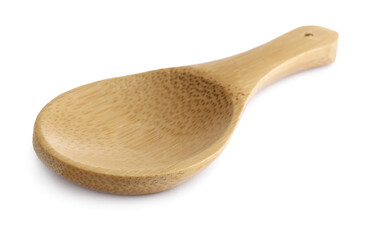 One new wooden spoon on white background