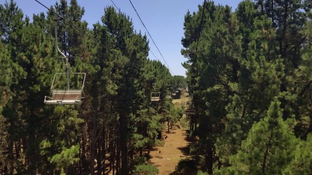 Chairlift at Sentinel Hill Complex in Tandil, Buenos Aires Province, Argentina. 4K Resolution.
