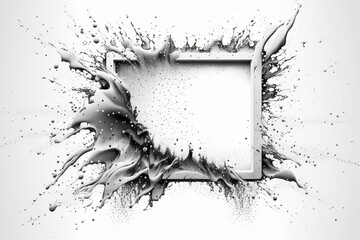 Fototapeta na wymiar Copyspace frame explode with water splashes on white background, concept of Conceptual and Abstract, created with Generative AI technology
