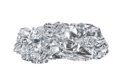 piece of crumpled foil isolated on a white background.