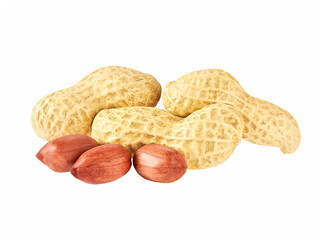 raw peanut beans isolated on white background.