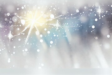 Winter light background with sparkles in watercolor style.  symbols max. AI Generated