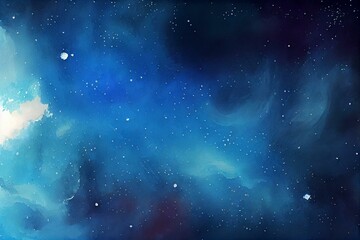 Obraz premium Blue watercolor space. Painting. style illustration. AI Generated