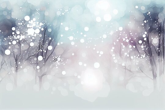 Winter light background with sparkles, watercolor style, AI Generated