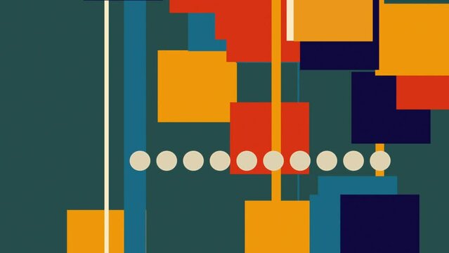 Seamless texture of moving rectangles and squares and dots in elegant frame. 