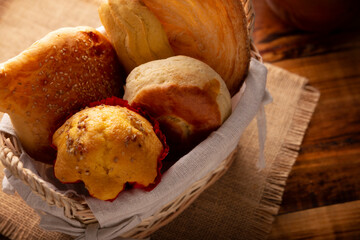 Variety of traditional Mexican sweet bread, Bisquet, Chino, Oreja, Cacahuate, made by hand, in Mexico it is called Pan Dulce and cannot be missing at breakfast or snack.