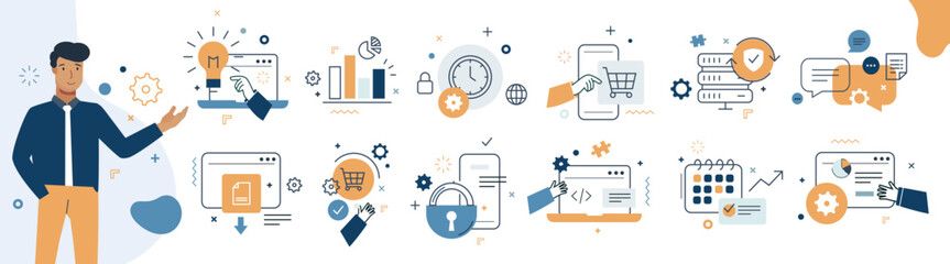 Business people analyzing marketing