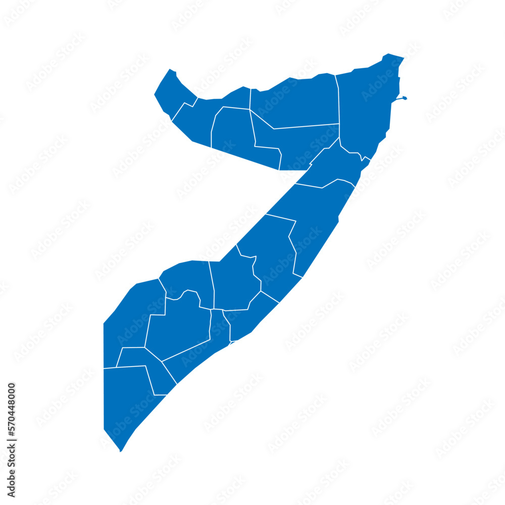 Wall mural somalia political map of administrative divisions - federal states. solid blue blank vector map with - Wall murals
