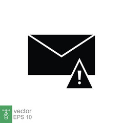 Warning alert message icon. Solid style for web template and app. Email, suspicious, letter, mail, news, notification, vector illustration design on white background. EPS 10.