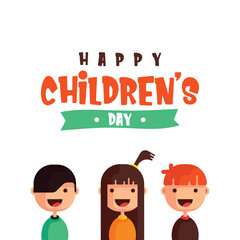 Happy children's day illustration with cute children characters