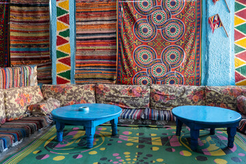 Colorful interior of a nubian tea shop