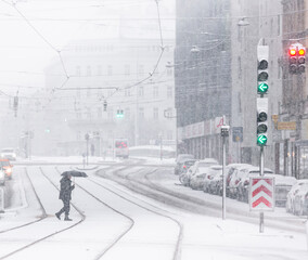 Vienna, Austria:  winter in the city with light snow