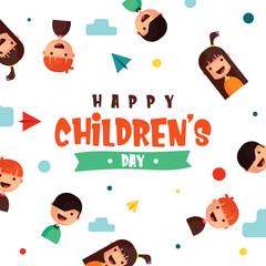 Happy children's day illustration with cute children characters