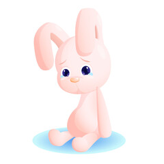 Fototapeta na wymiar sad bunny crying cute rabbit