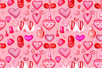 Repeatable pattern for valentines theme, background, backdrop, wallpaper, desktop in pink color