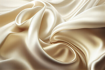 Broken white or cream silk material in wave pattern for desktop, background, backdrop, wallpaper, decoration