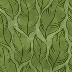 Leaves Pattern. Tropic Palm Leaves Seamless Vector Background, Graphic Jungle Print