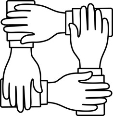 Collaboration cooperation partnership team teamwork business financial hand Line