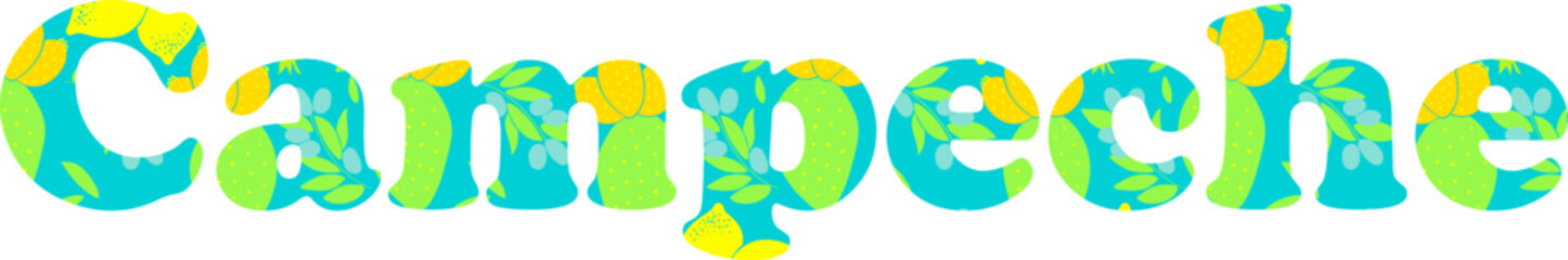 Campeche state name with plants pattern