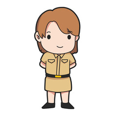 cartoon illustration cute of employee, teacher and female worker characters. over a white background