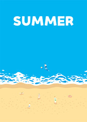 素材_背景_海_波打ち際_縦_青_家族_summer