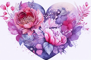 beautiful bouquet of different flowers in the form of hearts AI